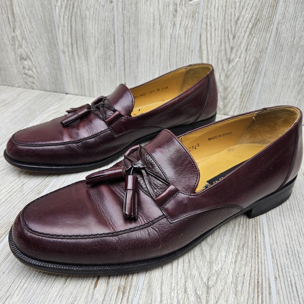 Mezlan Shoes Mens Size 9.5M Burgundy Tassel Loafer Slip On Leather Dress Spain